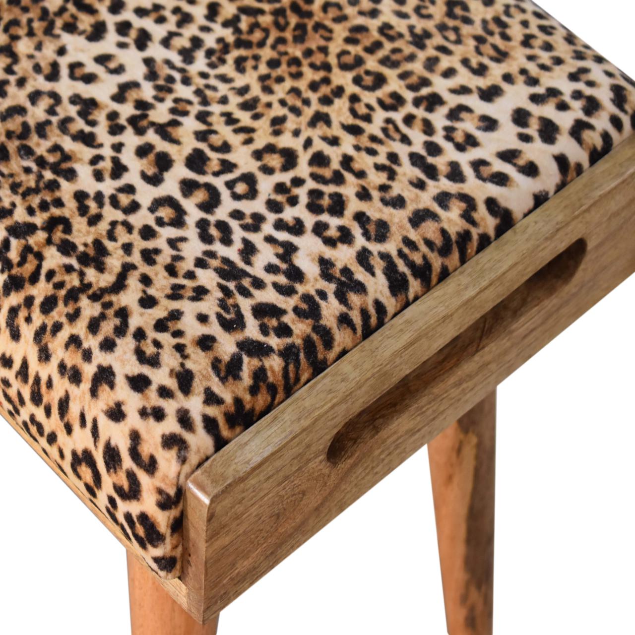 Leopard Footstool Velvet Tray Style