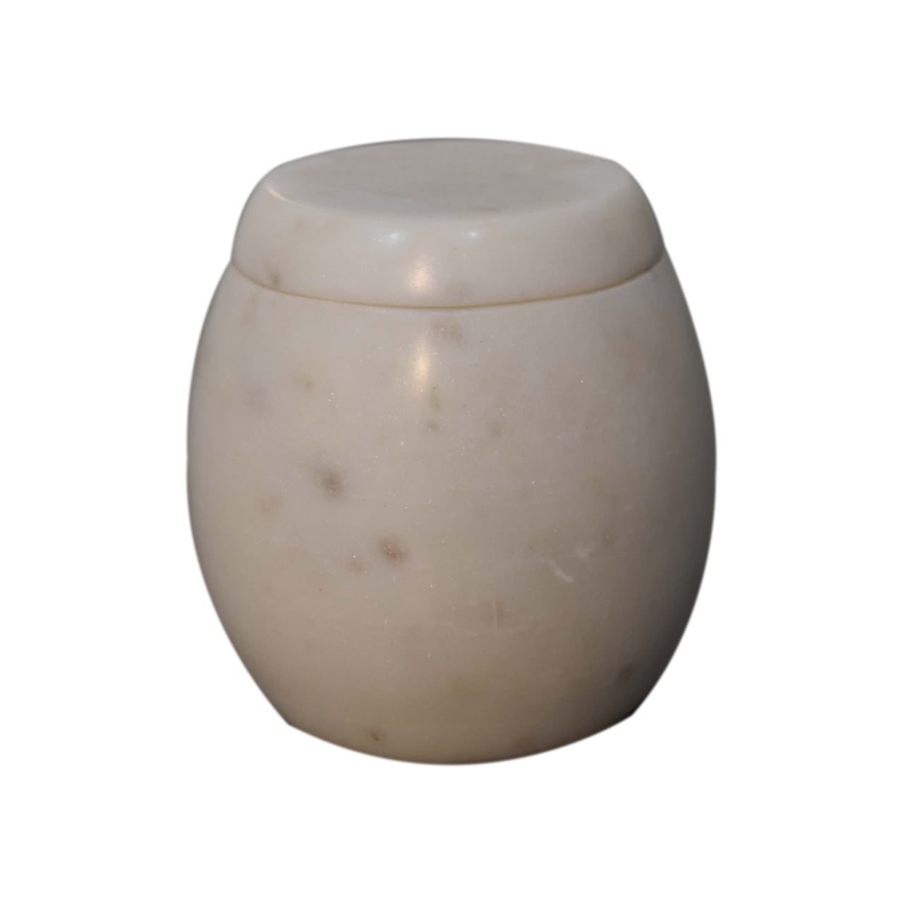 5-piece bathroom set is made of round polished white marble.v