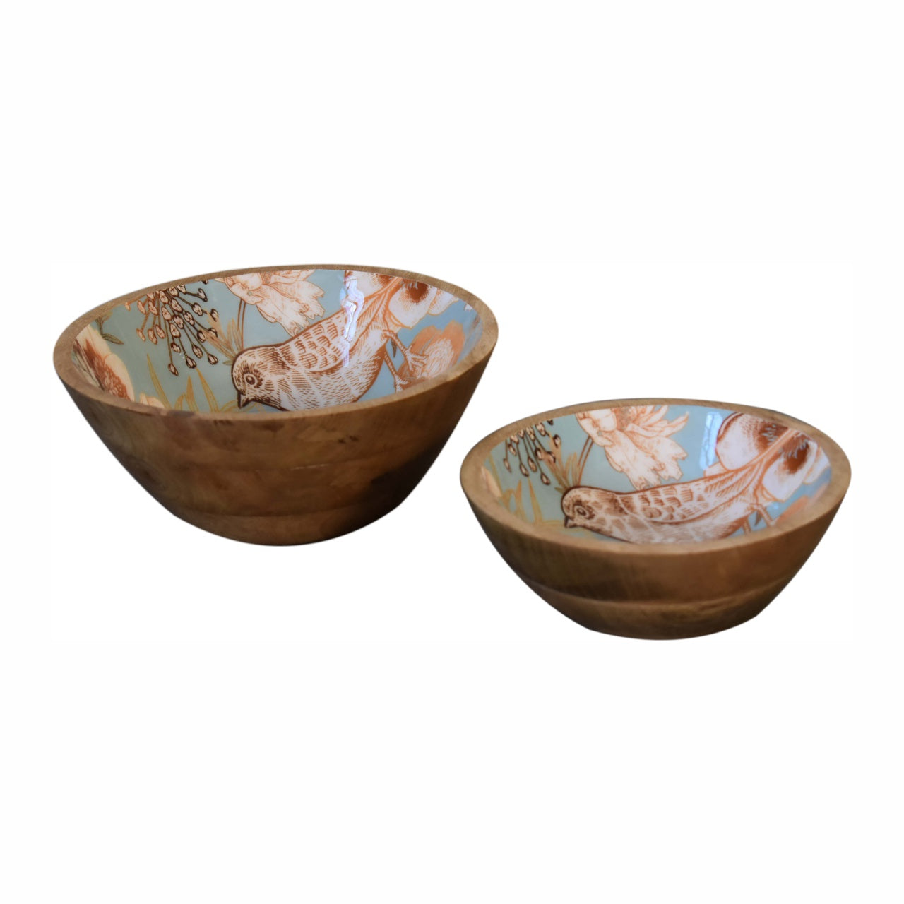 Floral Bird Bowl Set of 2 made from 100% mango wood
