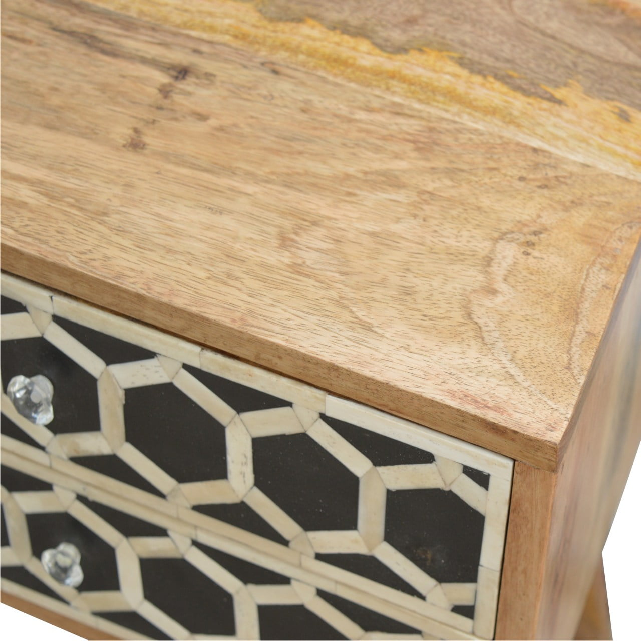 Bedside with 2 Drawers Bone Inlay
