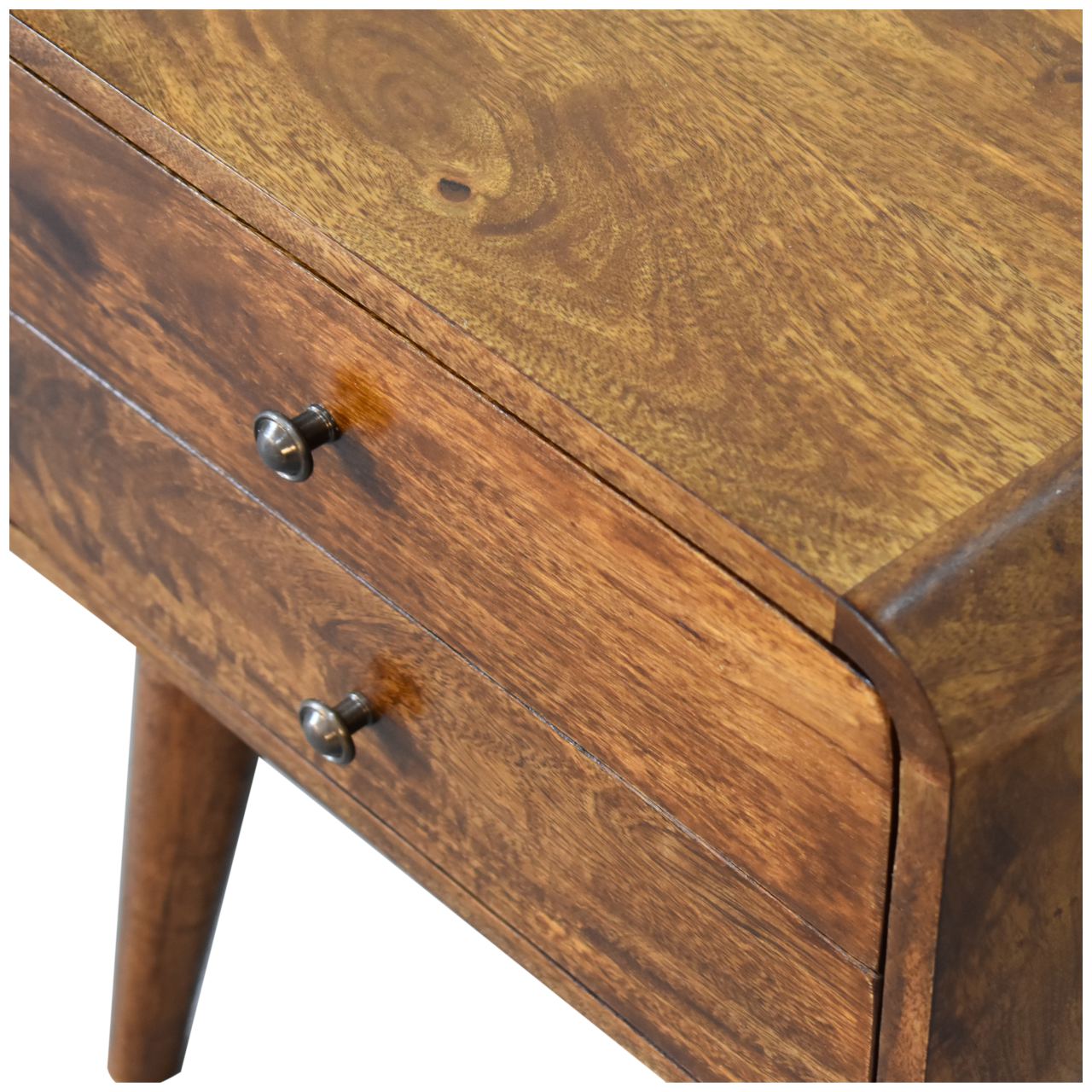 Chestnut Bedside Curved