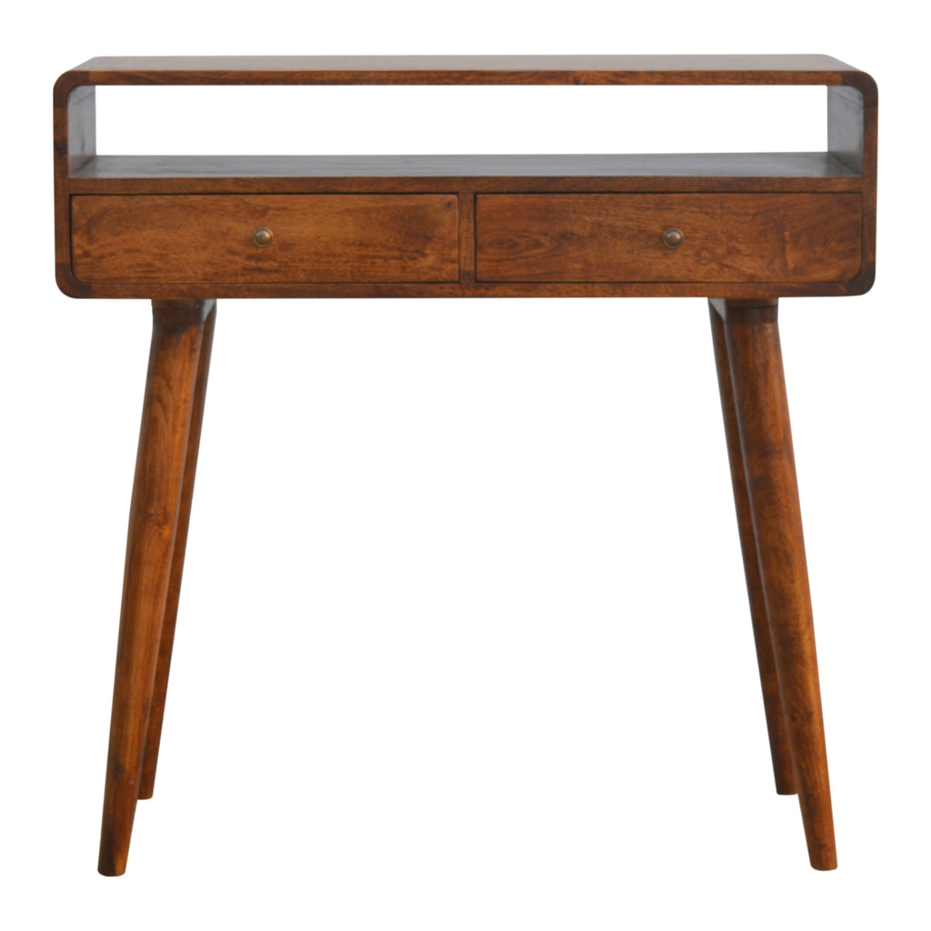 Chestnut Console Table Curved