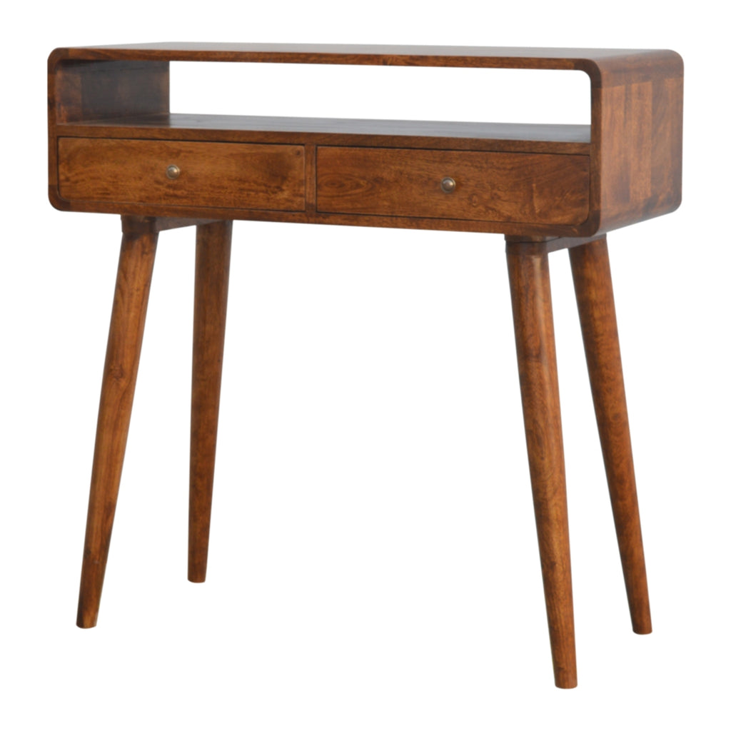 Chestnut Console Table Curved