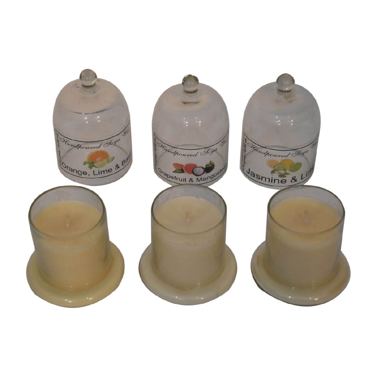 dome-shaped jars accommodate space for a candle