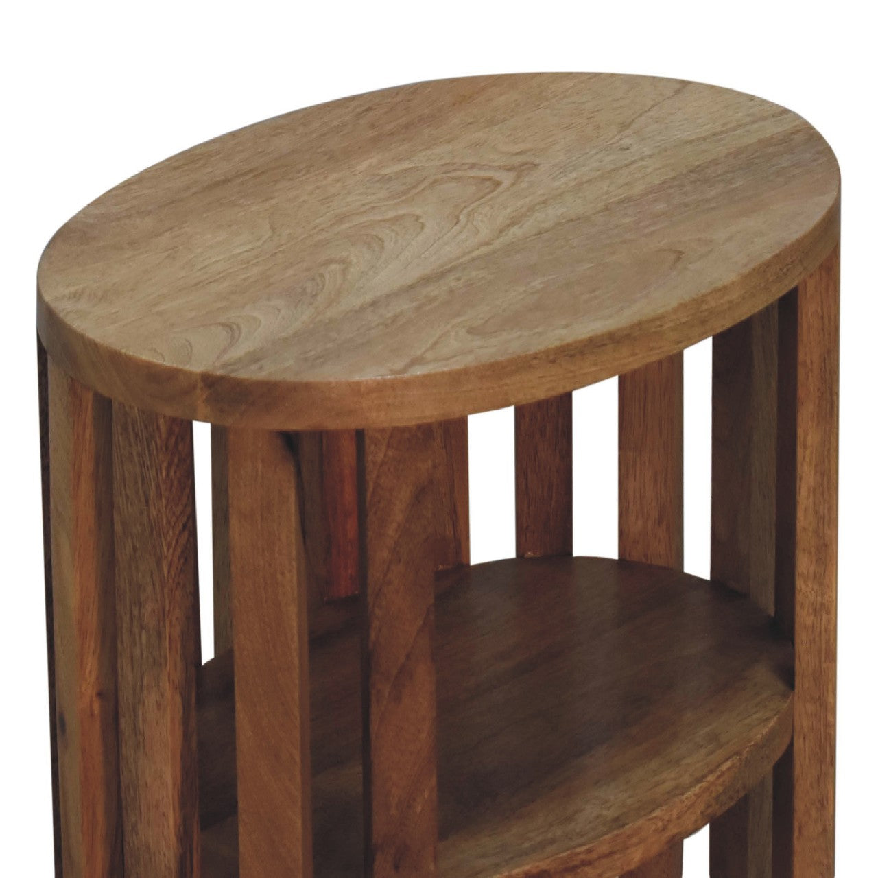 Oak-ish Bedside Ariella Double Shelf