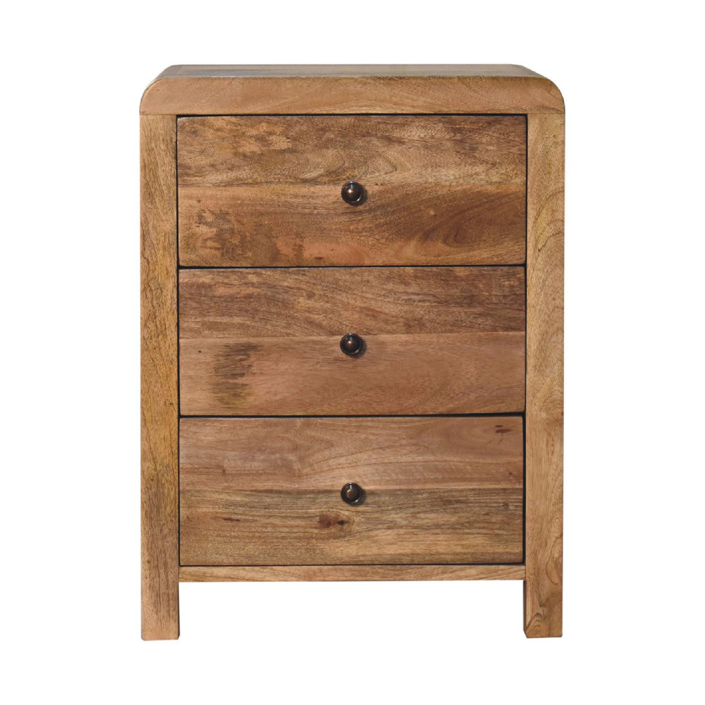Oak-ish 3 Drawer Bedside - Aspen