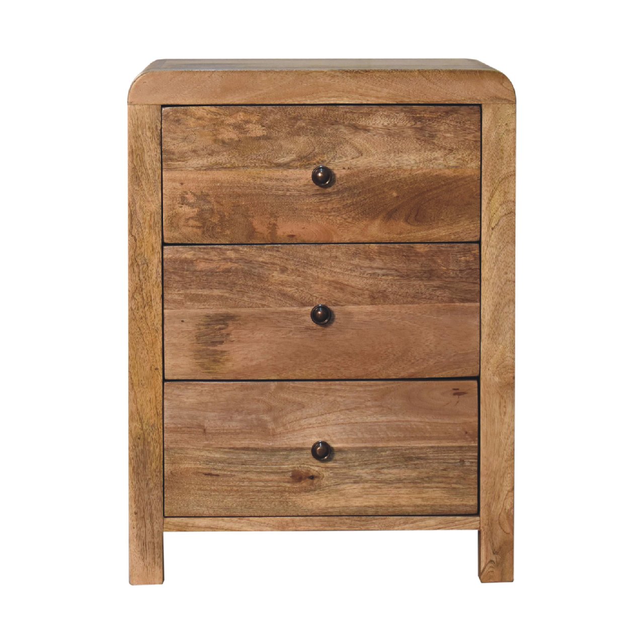 Oak-ish 3 Drawer Bedside - Aspen