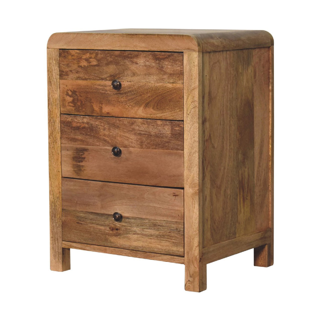 Oak-ish 3 Drawer Bedside - Aspen
