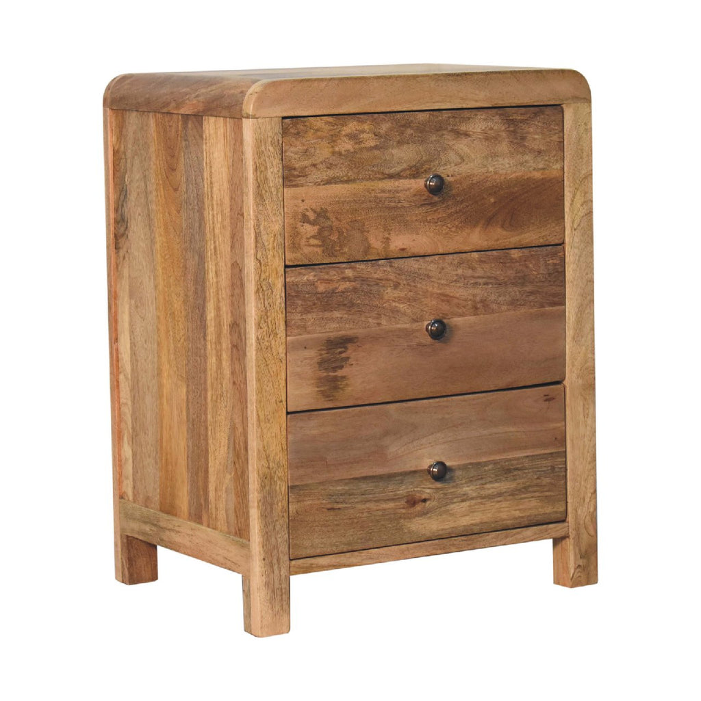 Oak-ish 3 Drawer Bedside - Aspen