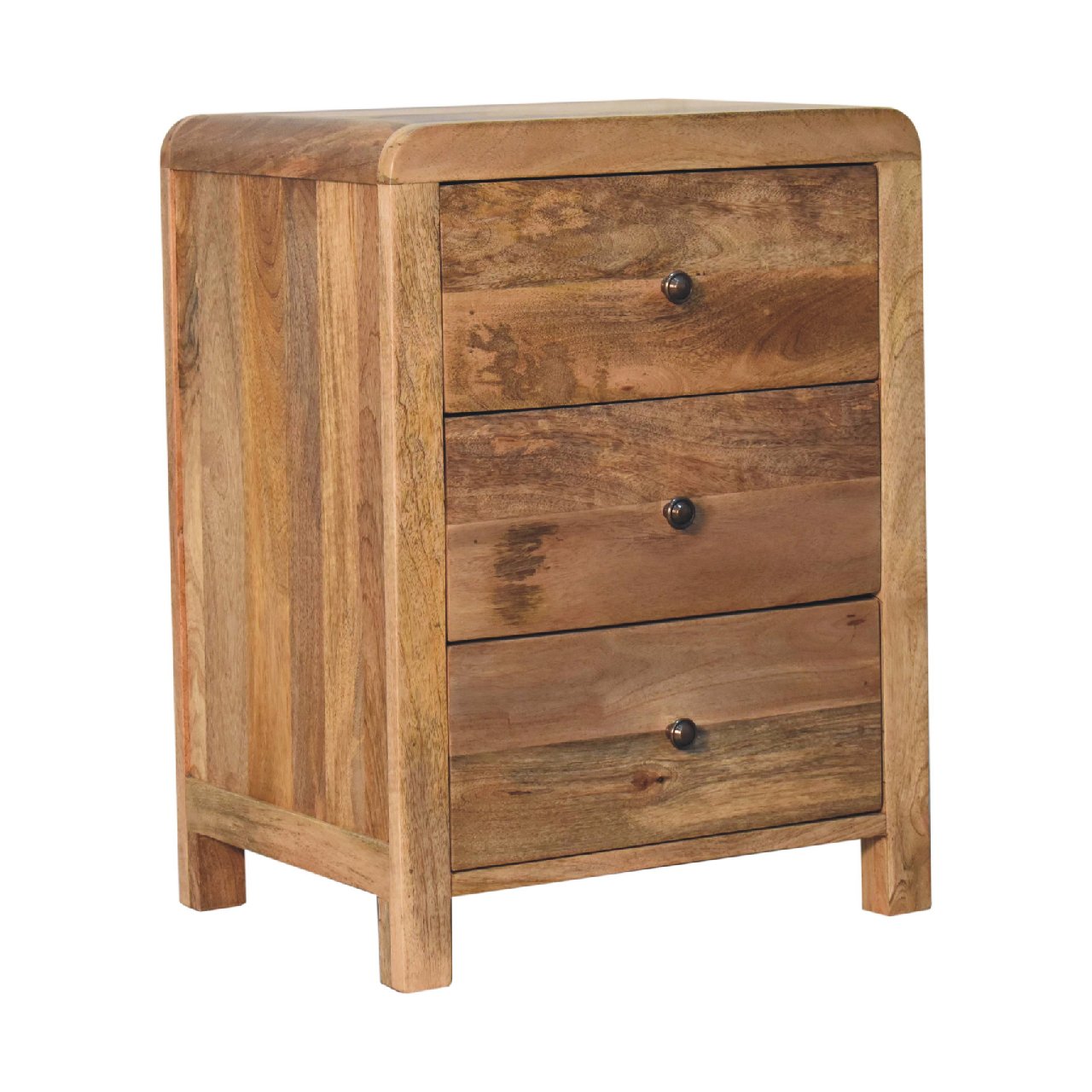 Oak-ish 3 Drawer Bedside - Aspen