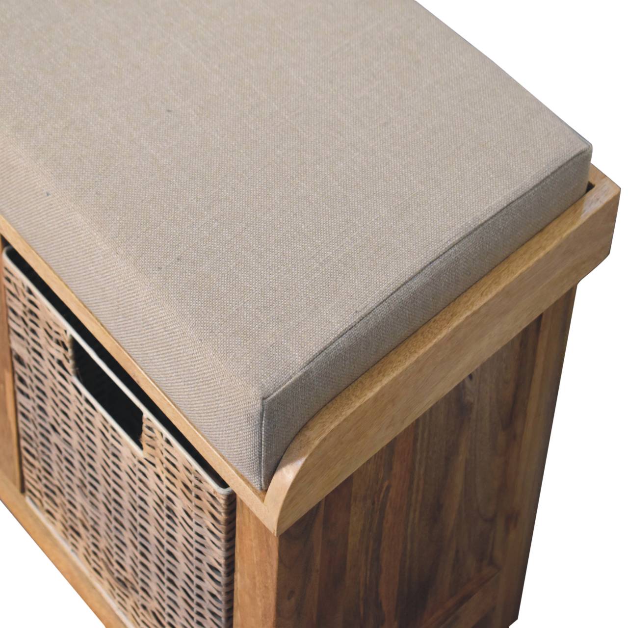 Linen Bench Rattan Basket