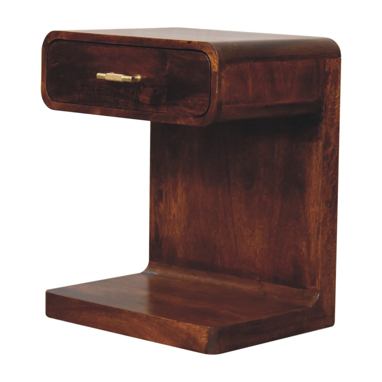 Chestnut Bedside T-Bar Rounded