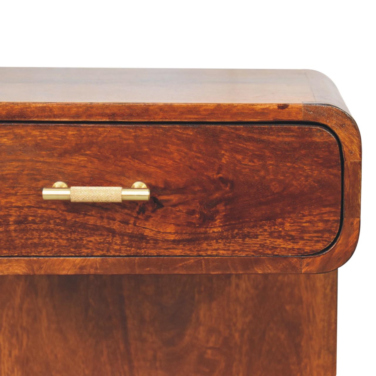Chestnut Bedside T-Bar Rounded