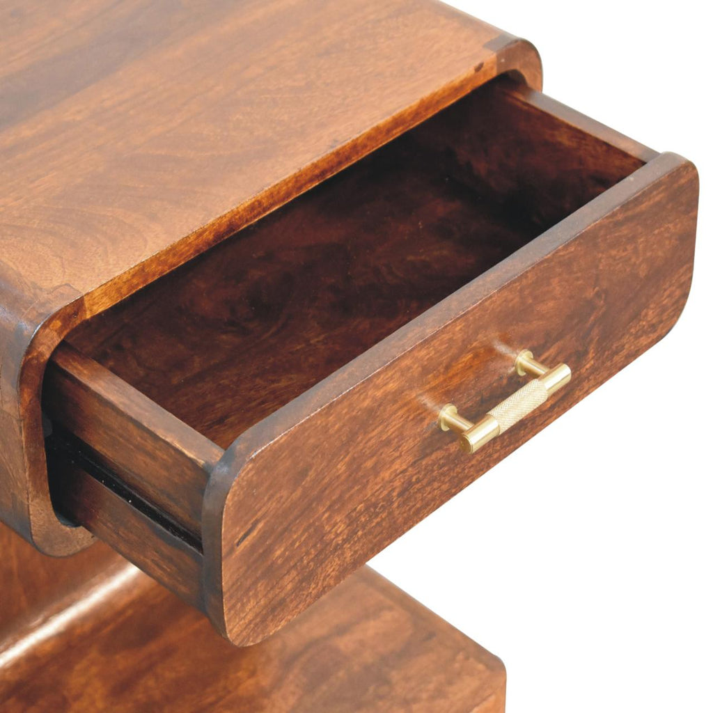 Chestnut Bedside T-Bar Rounded