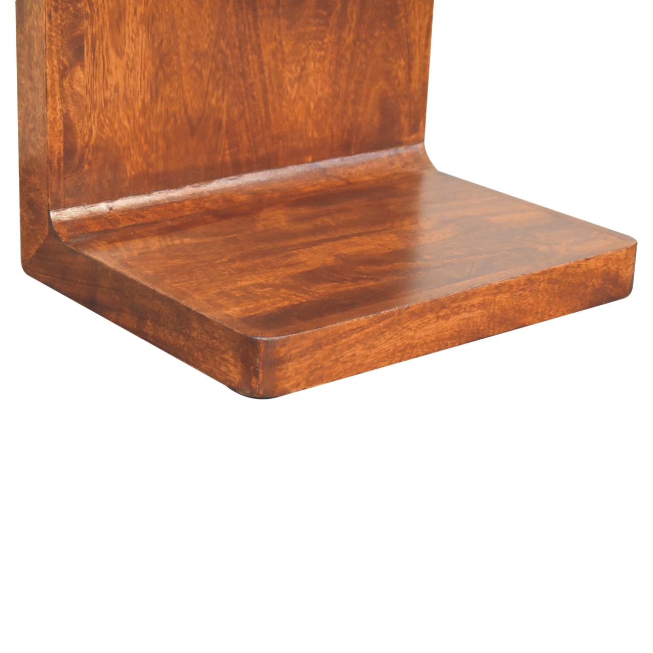 Chestnut Bedside T-Bar Rounded