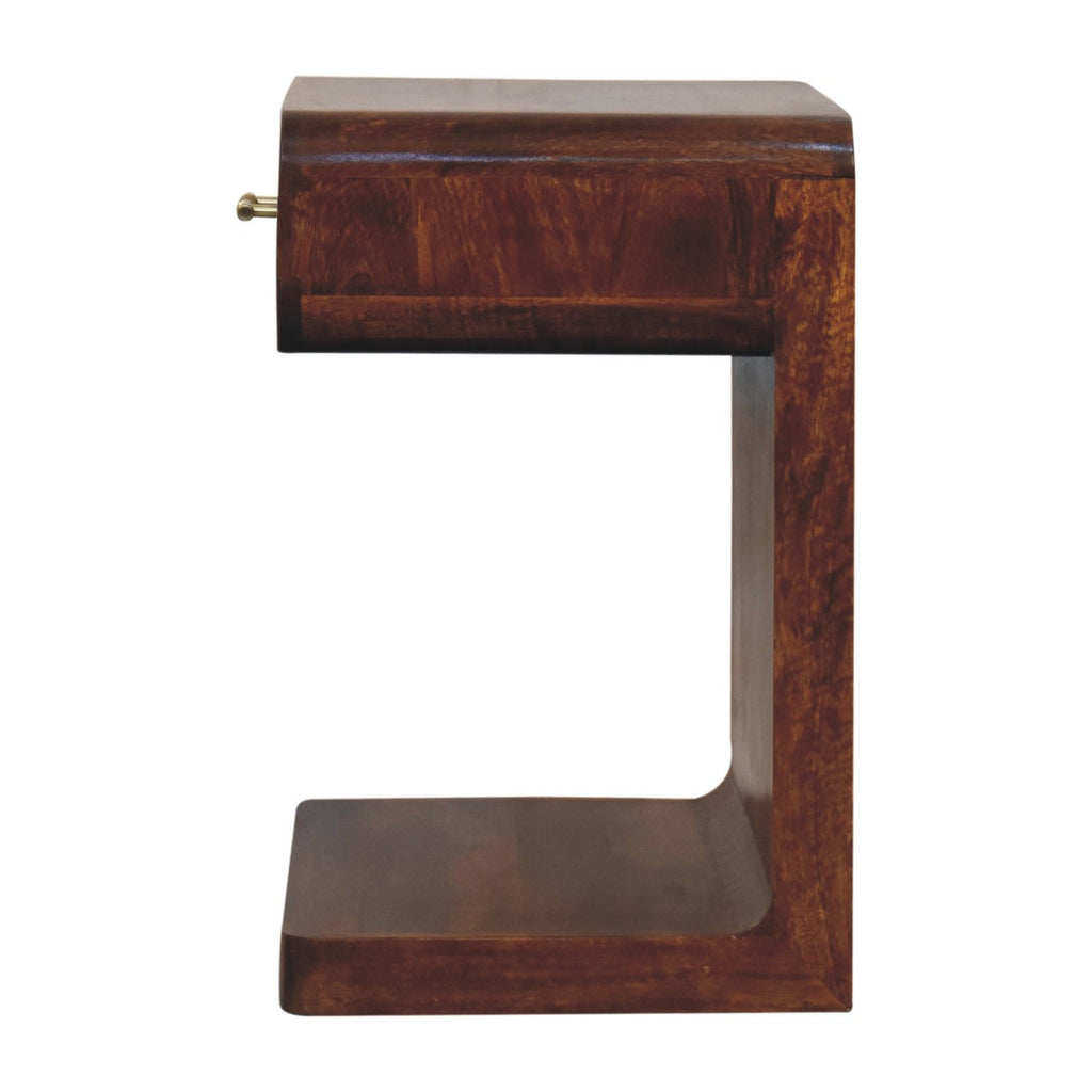 Chestnut Bedside T-Bar Rounded