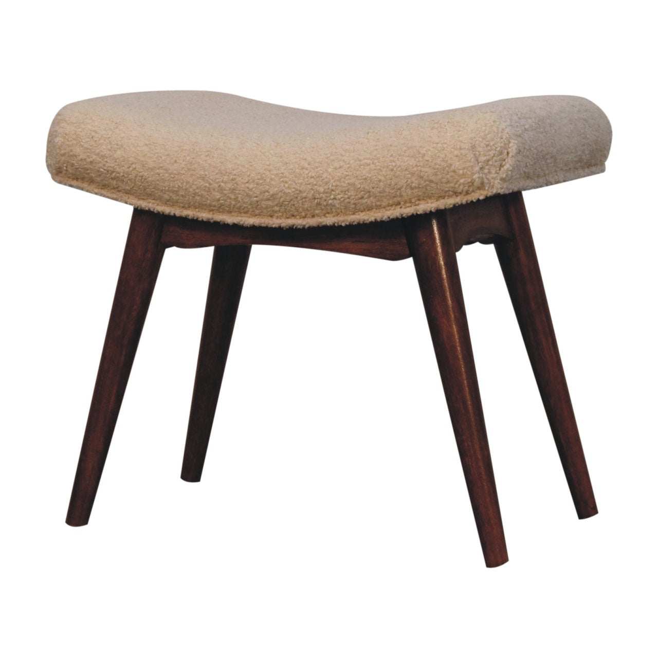 Curved Bench Honey Caramel Boucle Cream