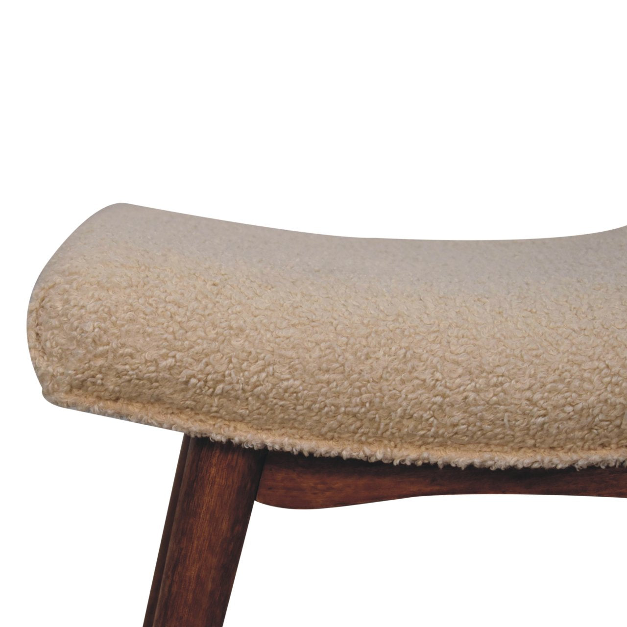 Curved Bench Honey Caramel Boucle Cream