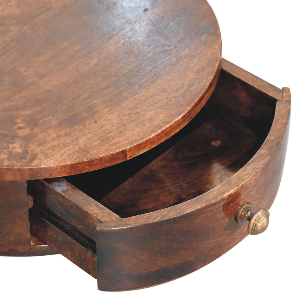 Walnut Wall Mounted Bedside - California Rounded