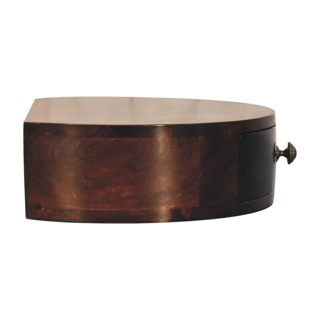 Walnut Wall Mounted Bedside - California Rounded