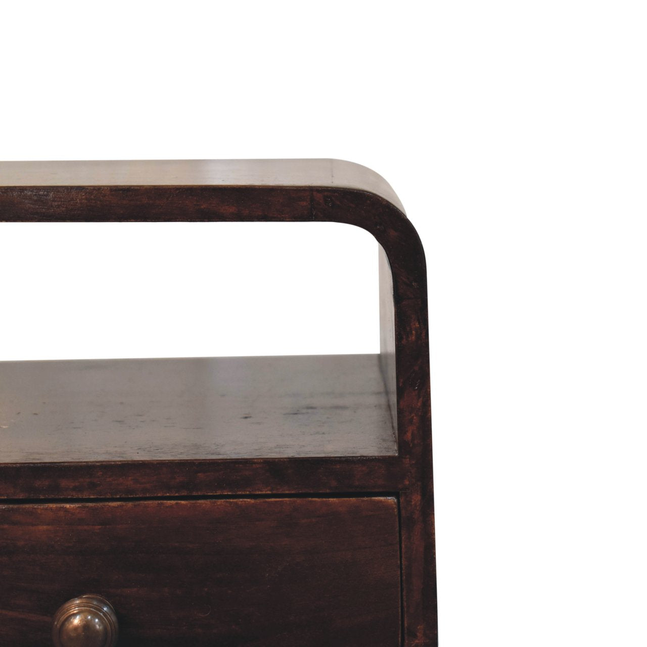 Bedside with Open Slot - Mini California Walnut Curved