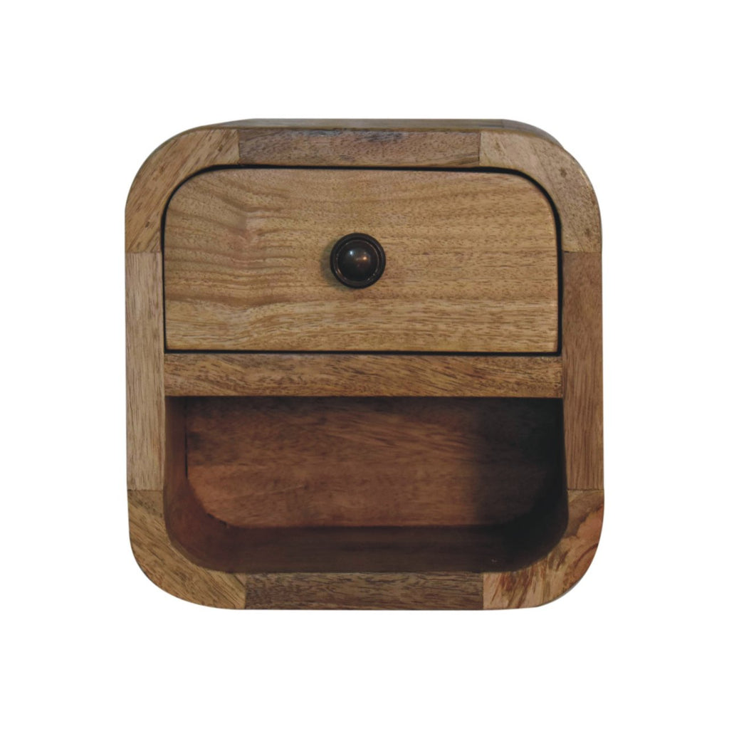Oak-ish Bedside - Extra Mini Curved with Open Slot