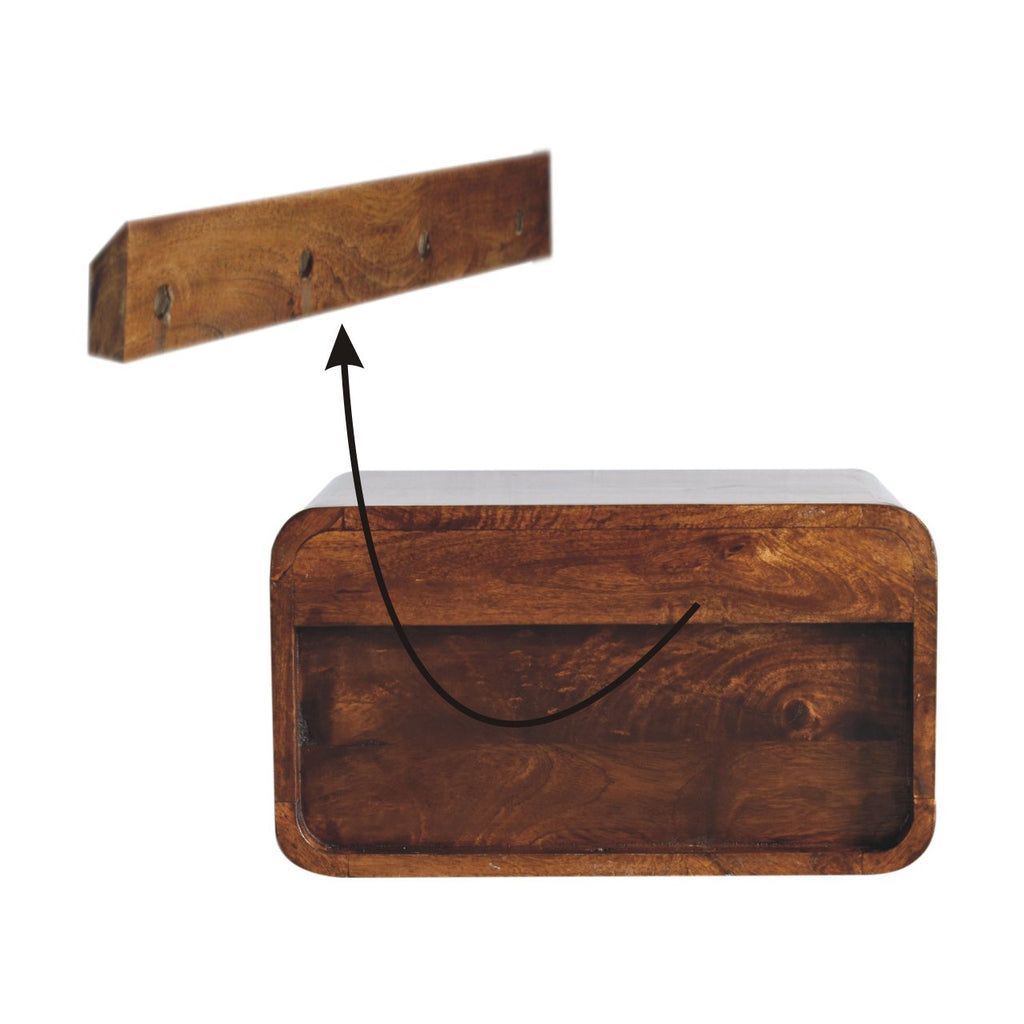 Floating Bedside - Large Chestnut Curve Upper Slot