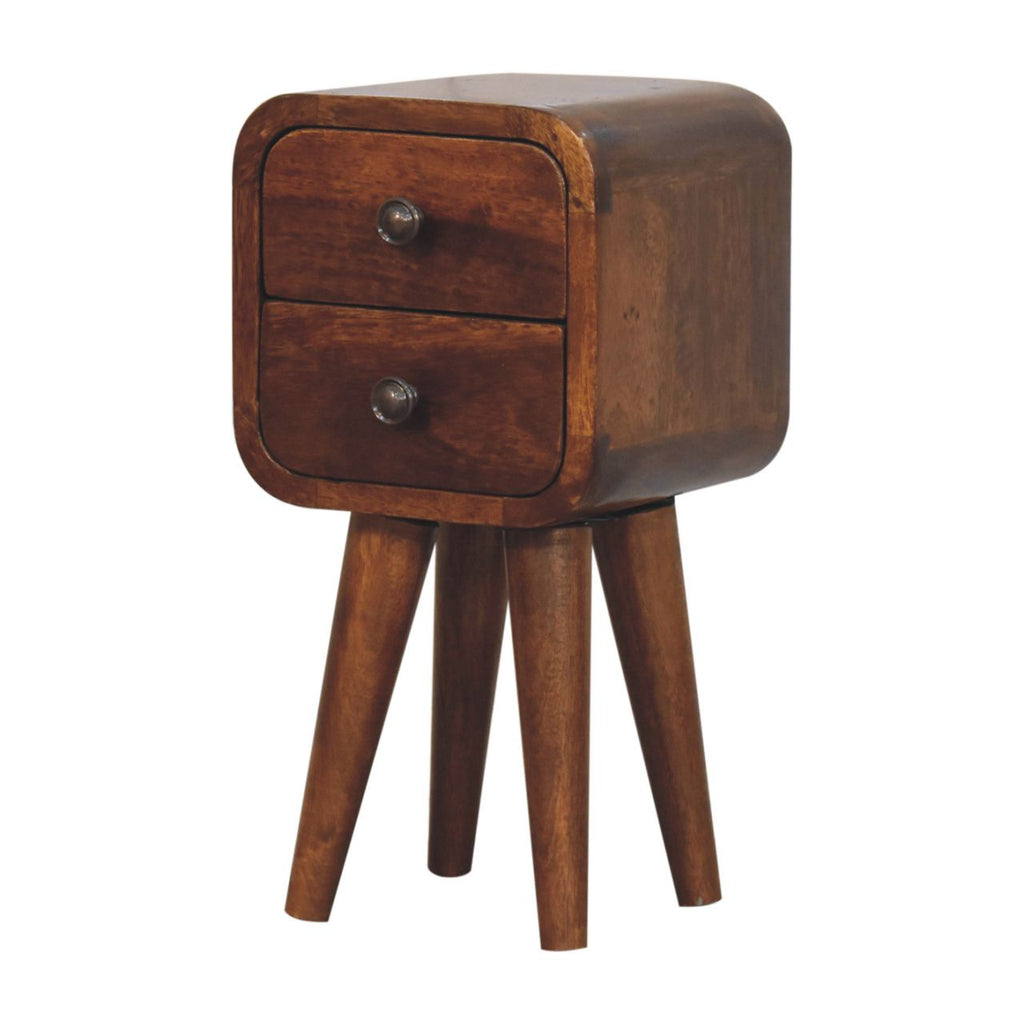 Chestnut Bedside Extra Mini Curved