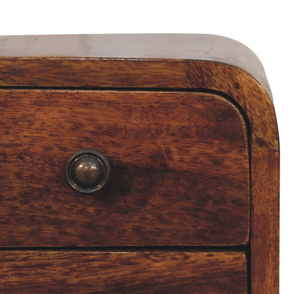 Chestnut Bedside Extra Mini Curved