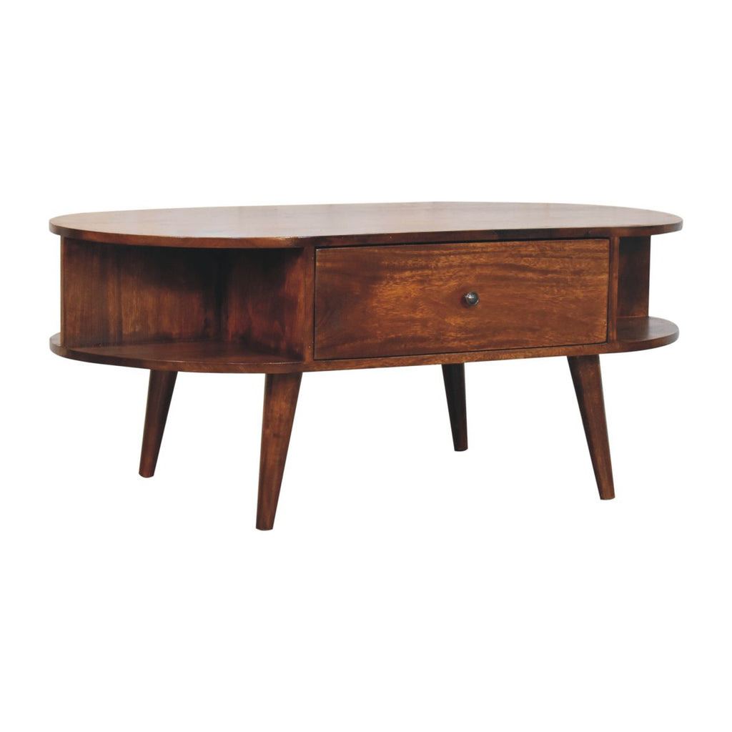 Chestnut Coffee Table Oval with 2 Drawers