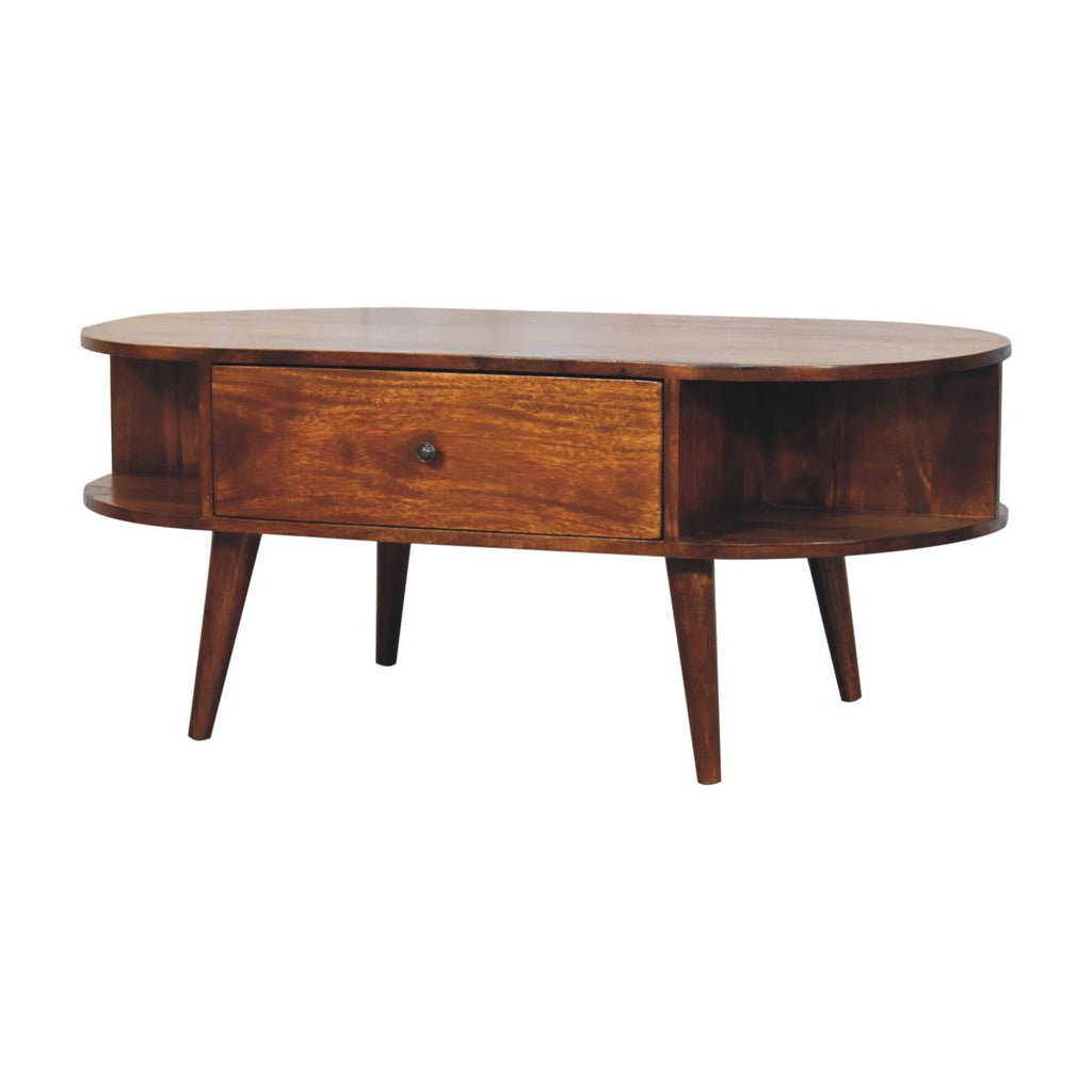 Chestnut Coffee Table Oval with 2 Drawers