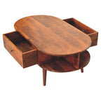 Chestnut Coffee Table Oval with 2 Drawers
