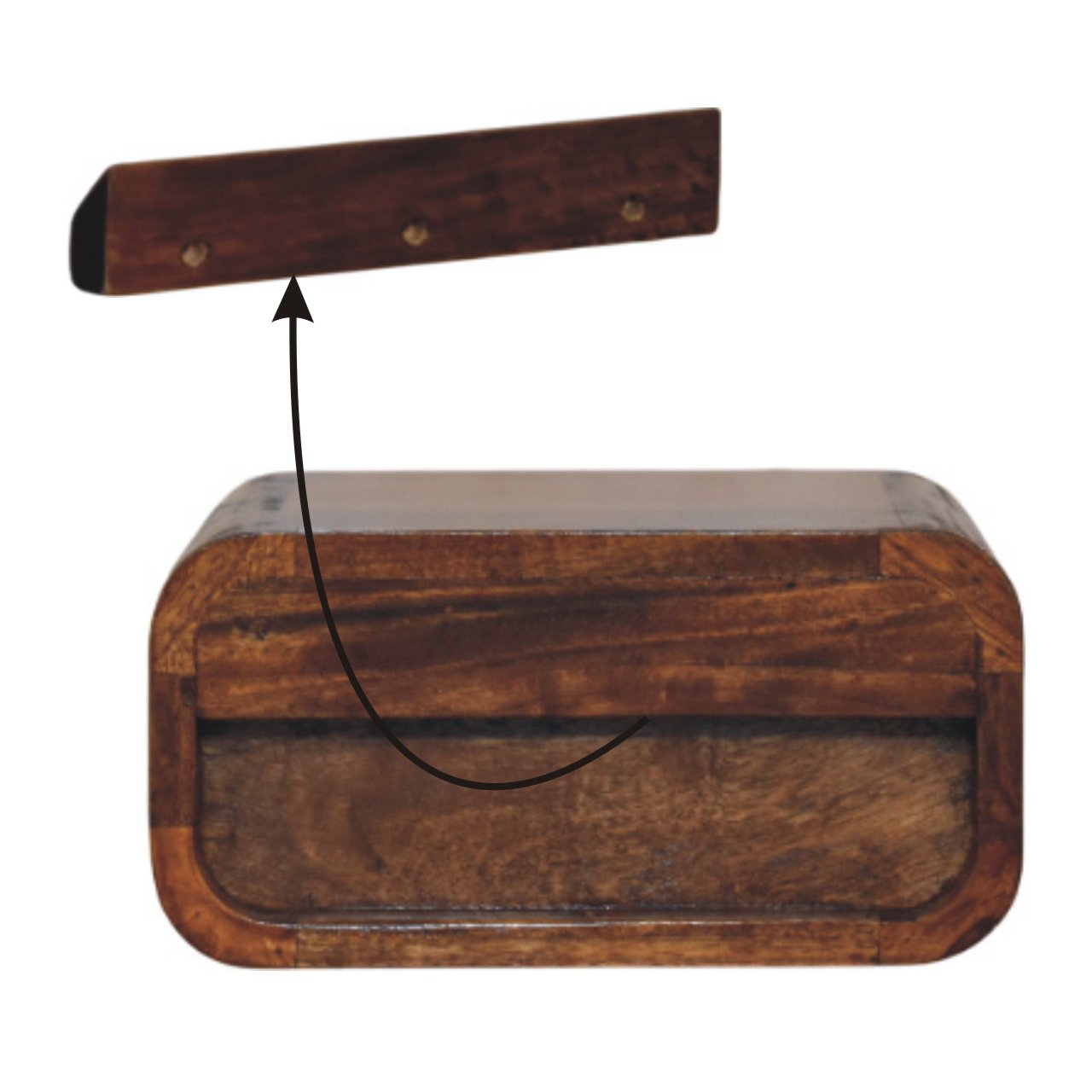 Wall-Mounted Chestnut Bedside - 1 Drawer Mini