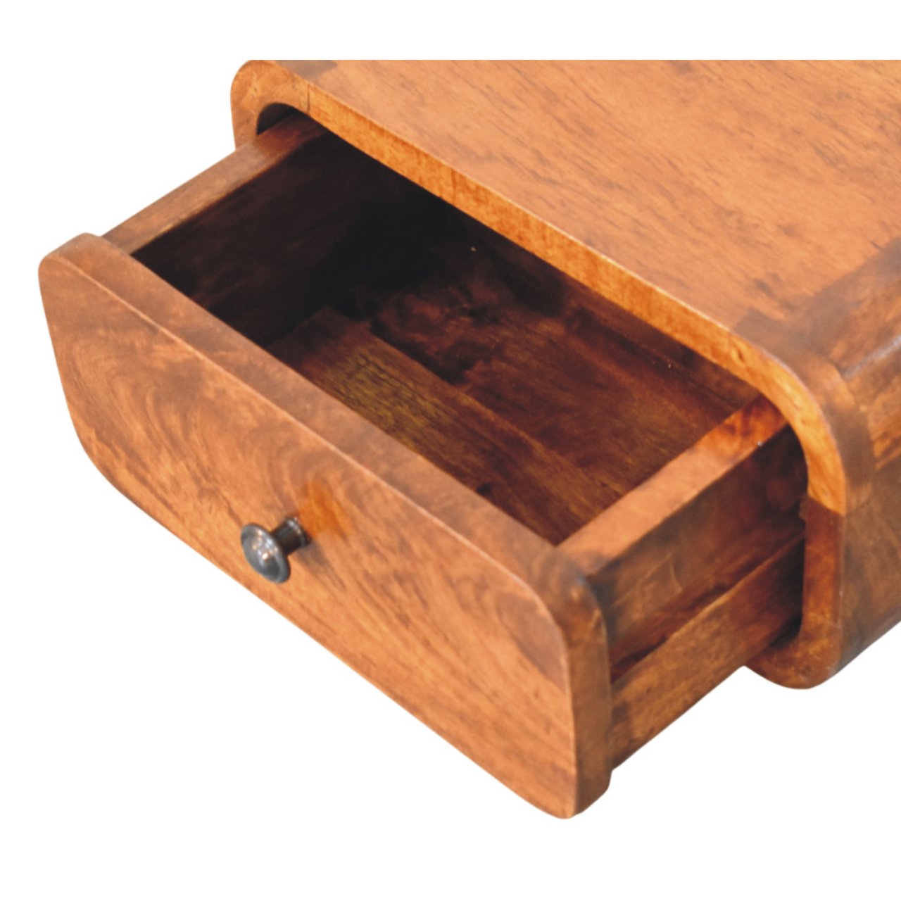 Wall-Mounted Chestnut Bedside - 1 Drawer Mini