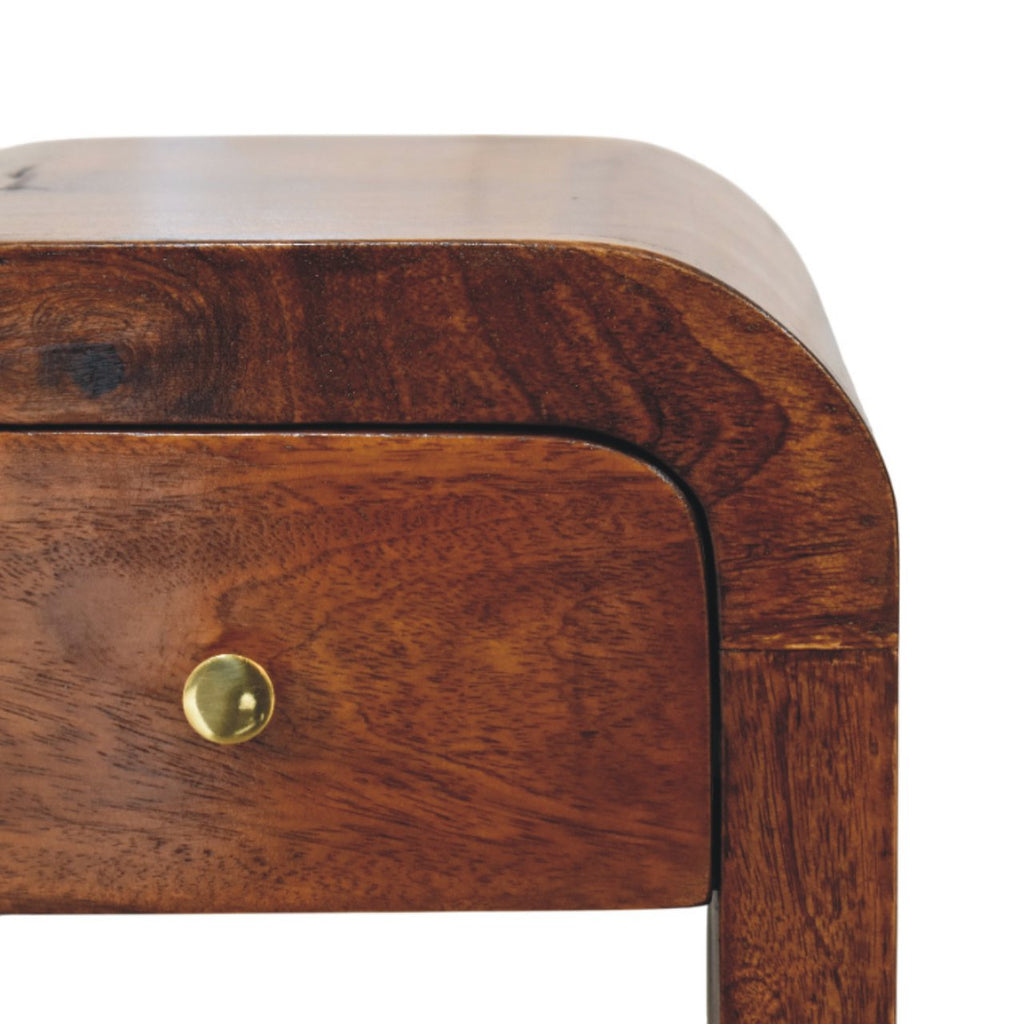 Chestnut Bedside Mini Darcy with Curved Edges
