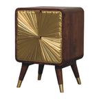 2 Drawer Chestnut Bedside Avora Brass Embossed