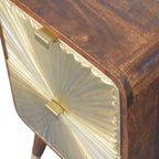 2 Drawer Chestnut Bedside Avora Brass Embossed
