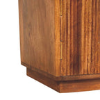 Bedside with Drawer - Solid Wood Curved Ribbed