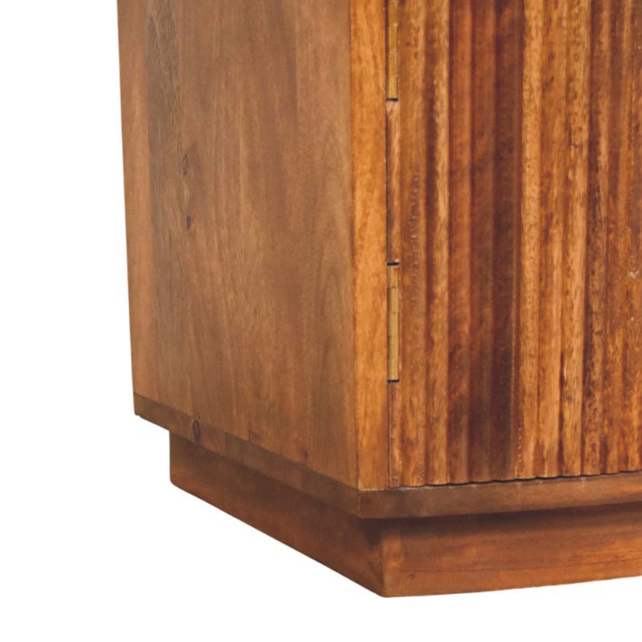 Bedside with Drawer - Solid Wood Curved Ribbed