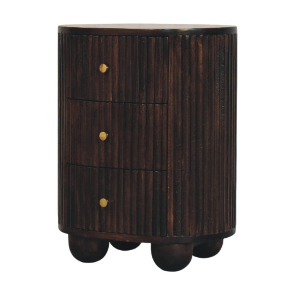 3-Drawer Bedside - Curved Fluted