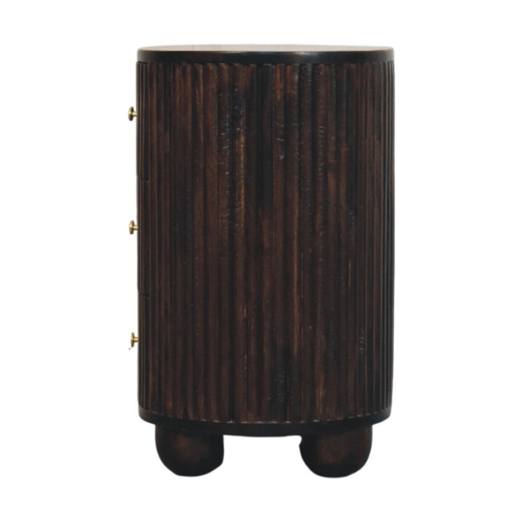 3-Drawer Bedside - Curved Fluted