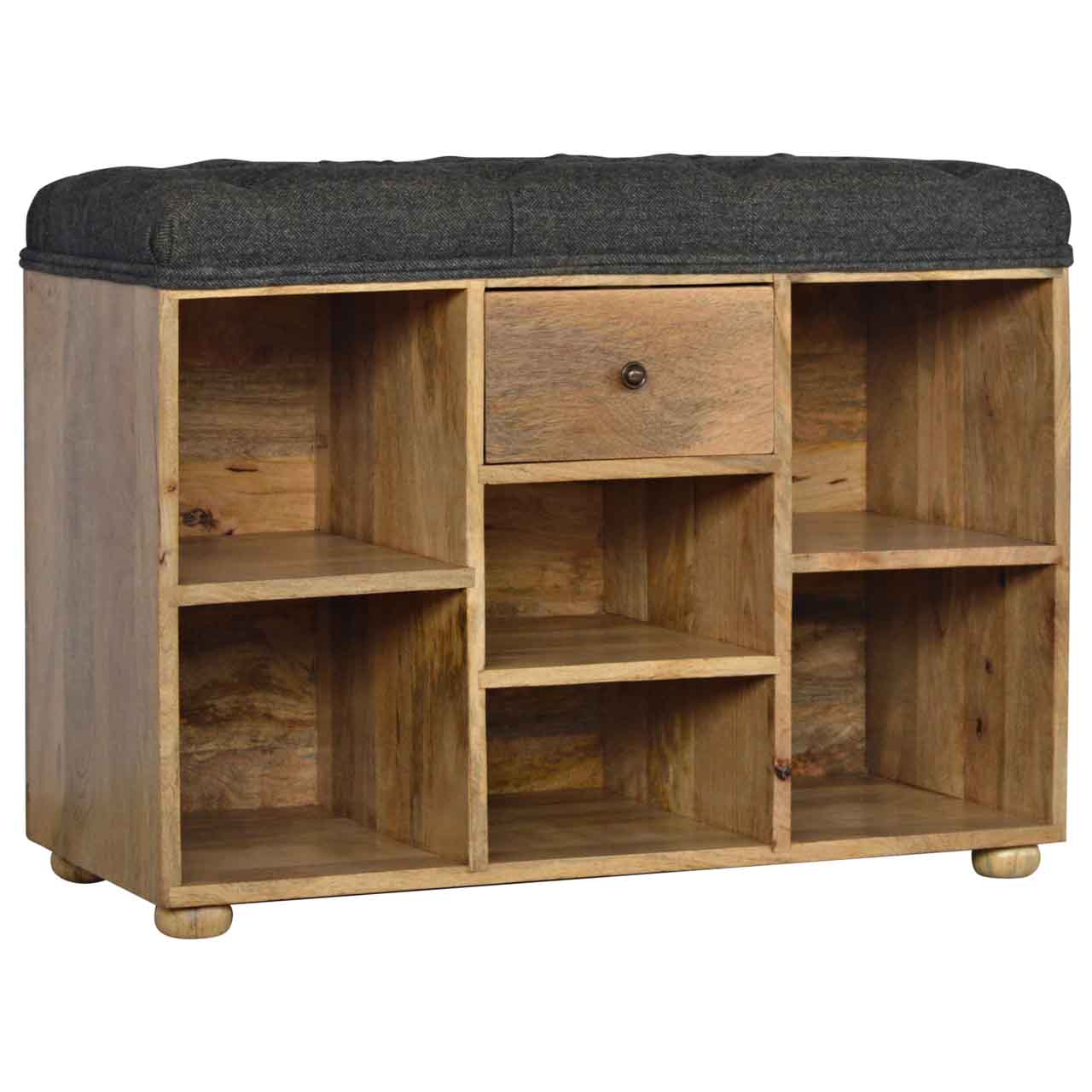 1 Drawer Bench - Black Tweed