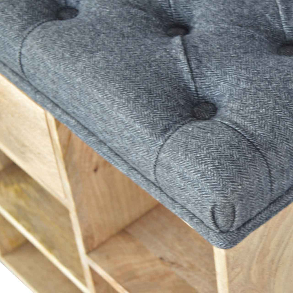 1 Drawer Bench - Black Tweed
