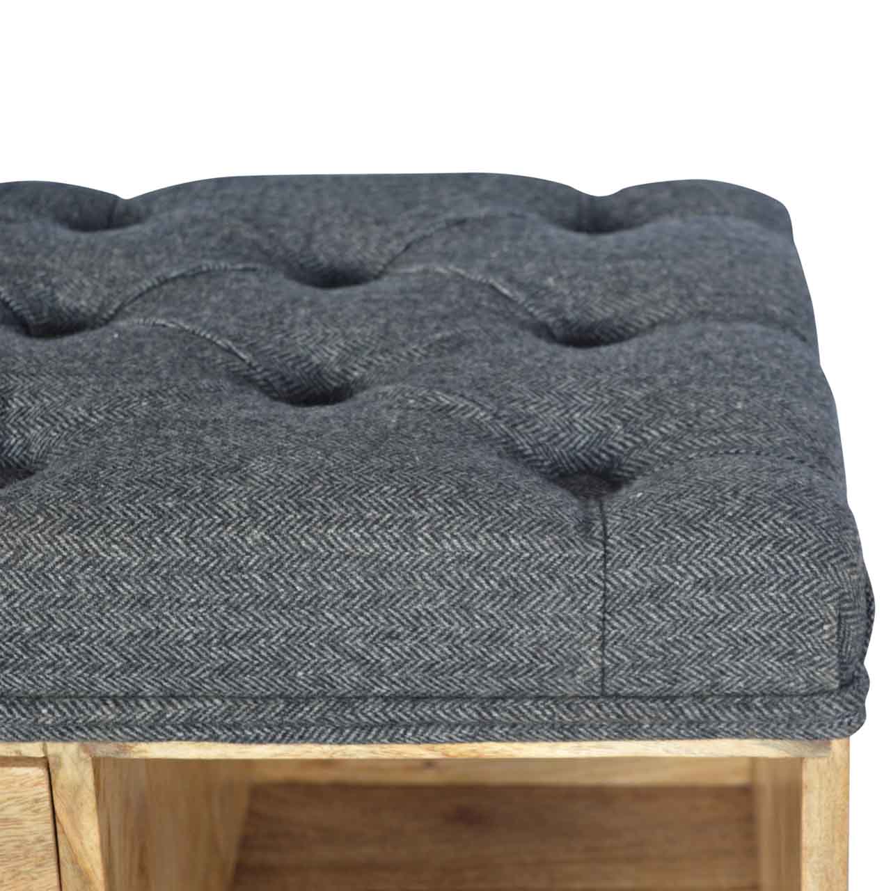 1 Drawer Bench - Black Tweed