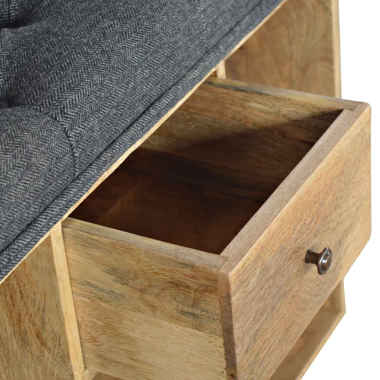 1 Drawer Bench - Black Tweed